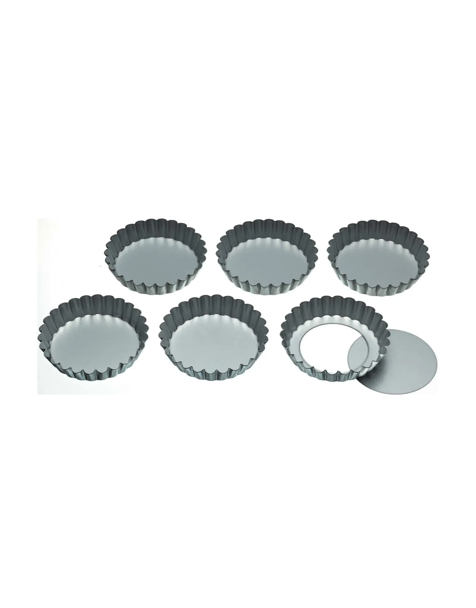 Loose-Bottom Tart Tins 10cm, Set of Six