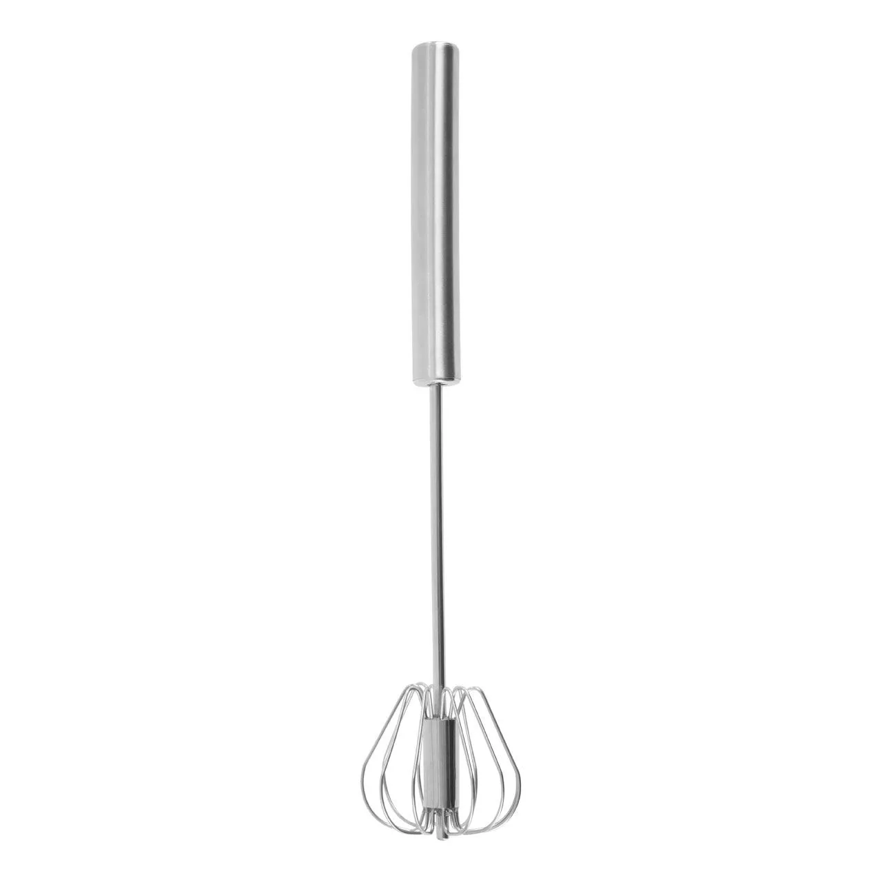 Matte Finish Stainless Steel Press and Spin Kitchen Gadget Whisk