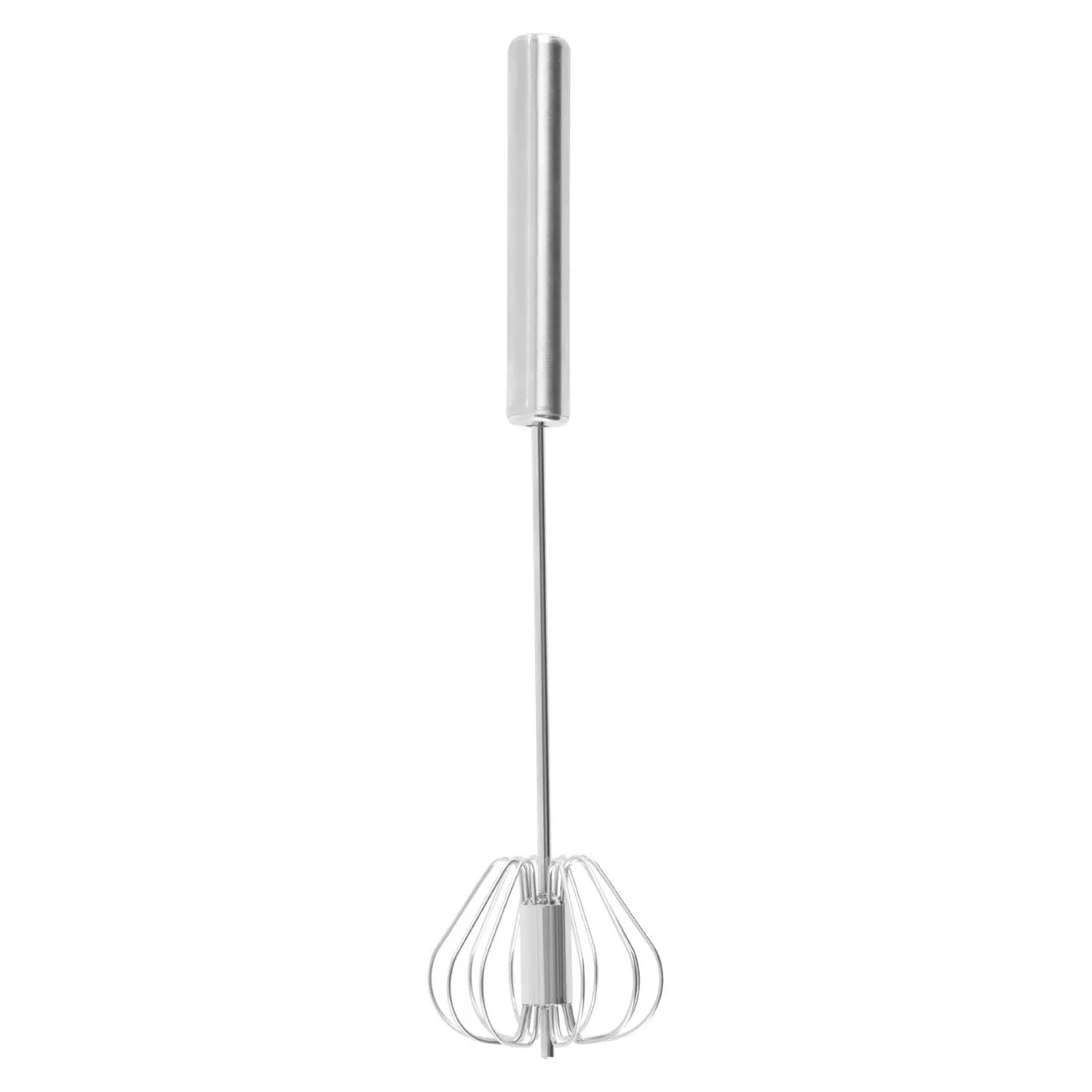 Matte Finish Stainless Steel Press and Spin Kitchen Gadget Whisk