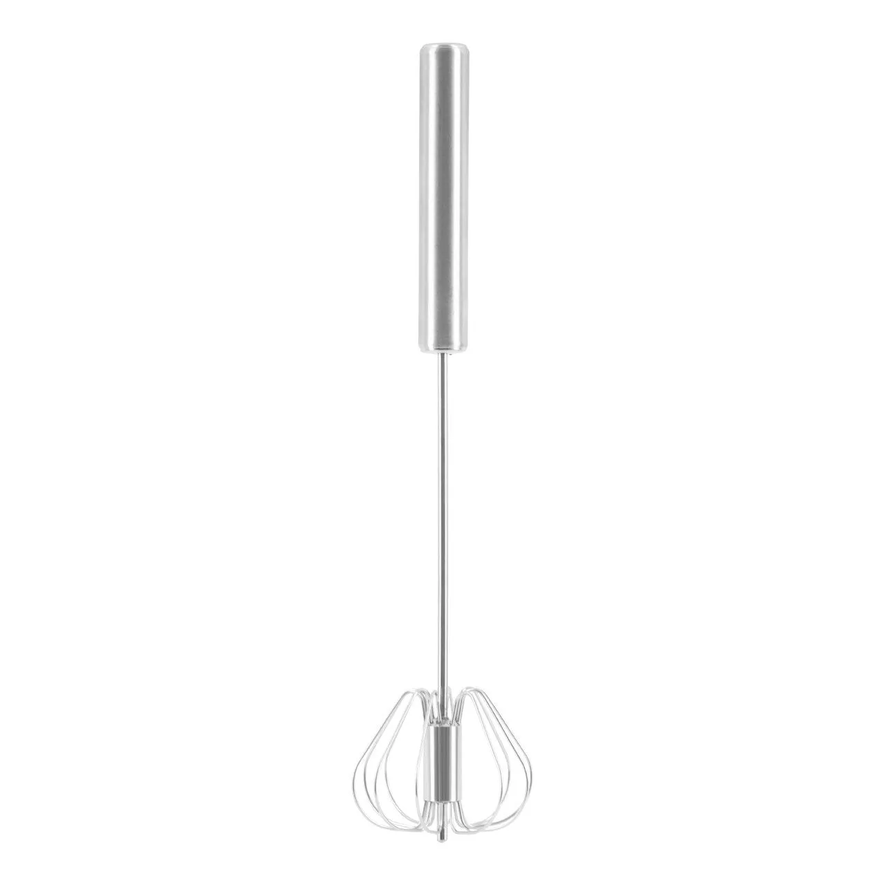 Matte Finish Stainless Steel Press and Spin Kitchen Gadget Whisk