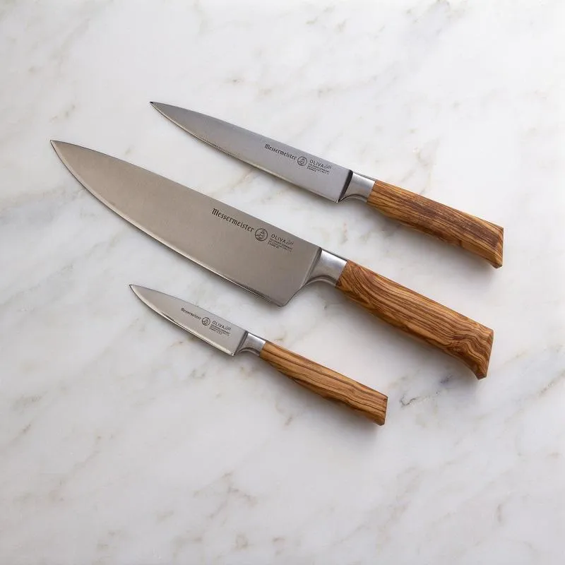 Messermeister Oliva Elite 8" Chef, 6" Utility and 3 1/2" Paring Knife Set