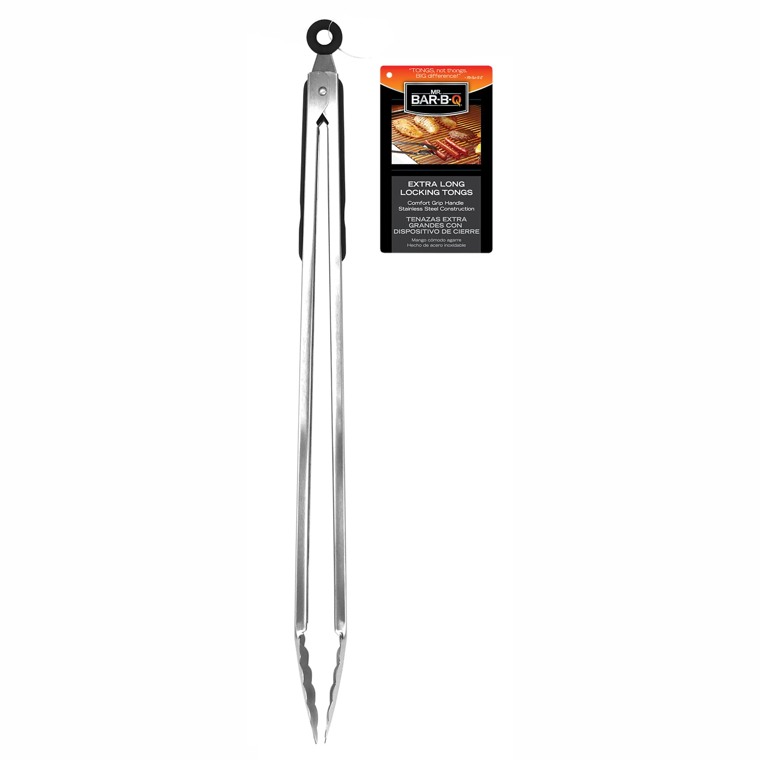 Mr Bar-B-Q Stainless Steel Locking Tongs XL 18" Inch Black Comfort Grip 02861Y