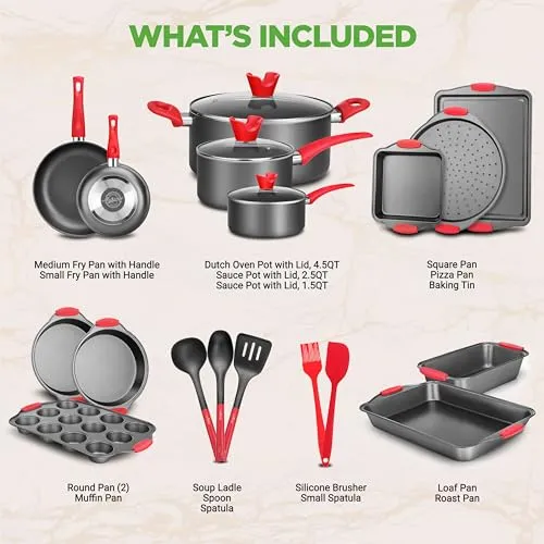 NutriChef 21-Piece Nonstick Cookware Set (New)