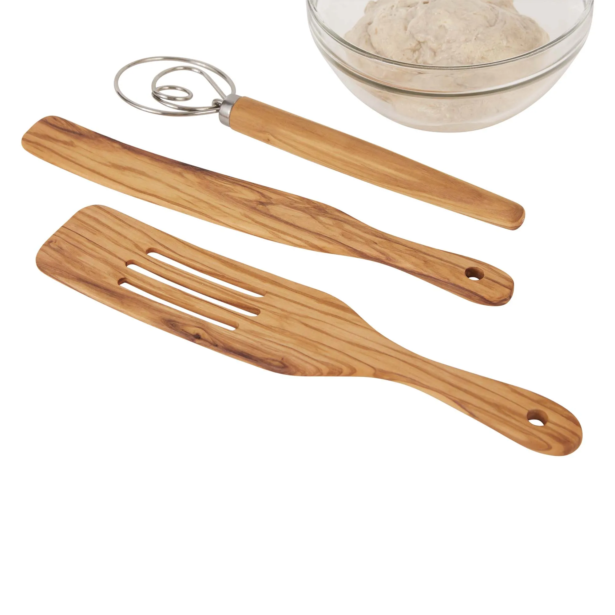 Olive Wood Swedish Dough Whisk