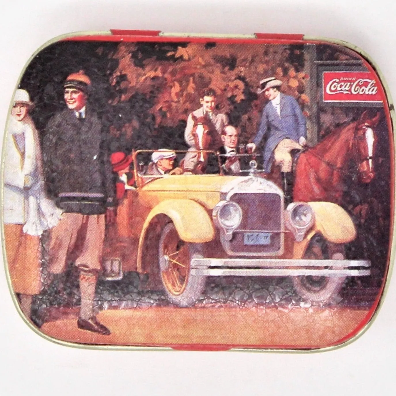 Pill Box, Coca Cola Advertisement, Vintage 1924 Touring Car