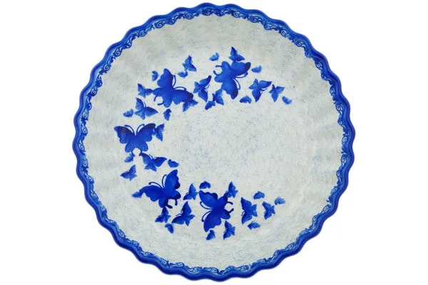 Polish Pottery 10" Fluted Pie Dish Butterfly In The Sky