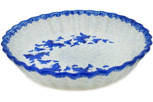 Polish Pottery 10" Fluted Pie Dish Butterfly In The Sky