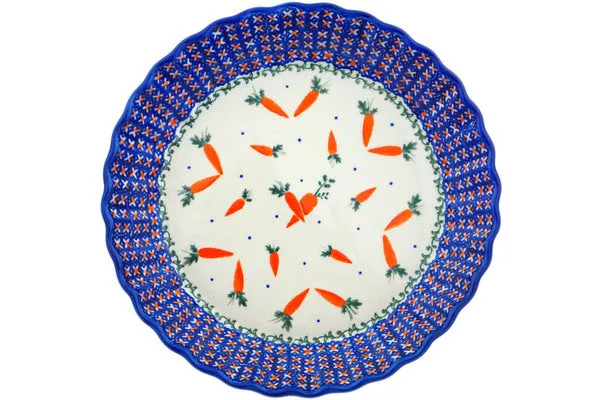 Polish Pottery 10" Fluted Pie Dish Carrot Delight