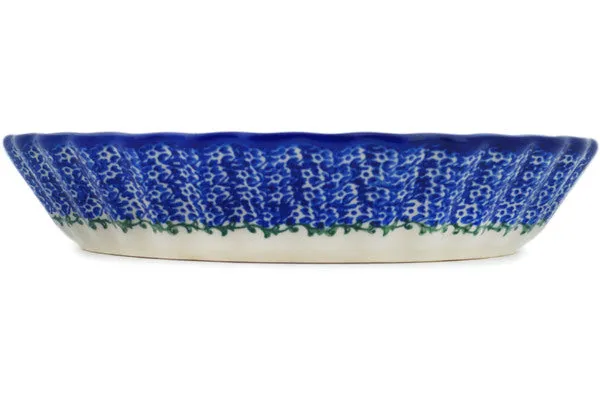 Polish Pottery 10" Fluted Pie Dish Hibiscus Haven