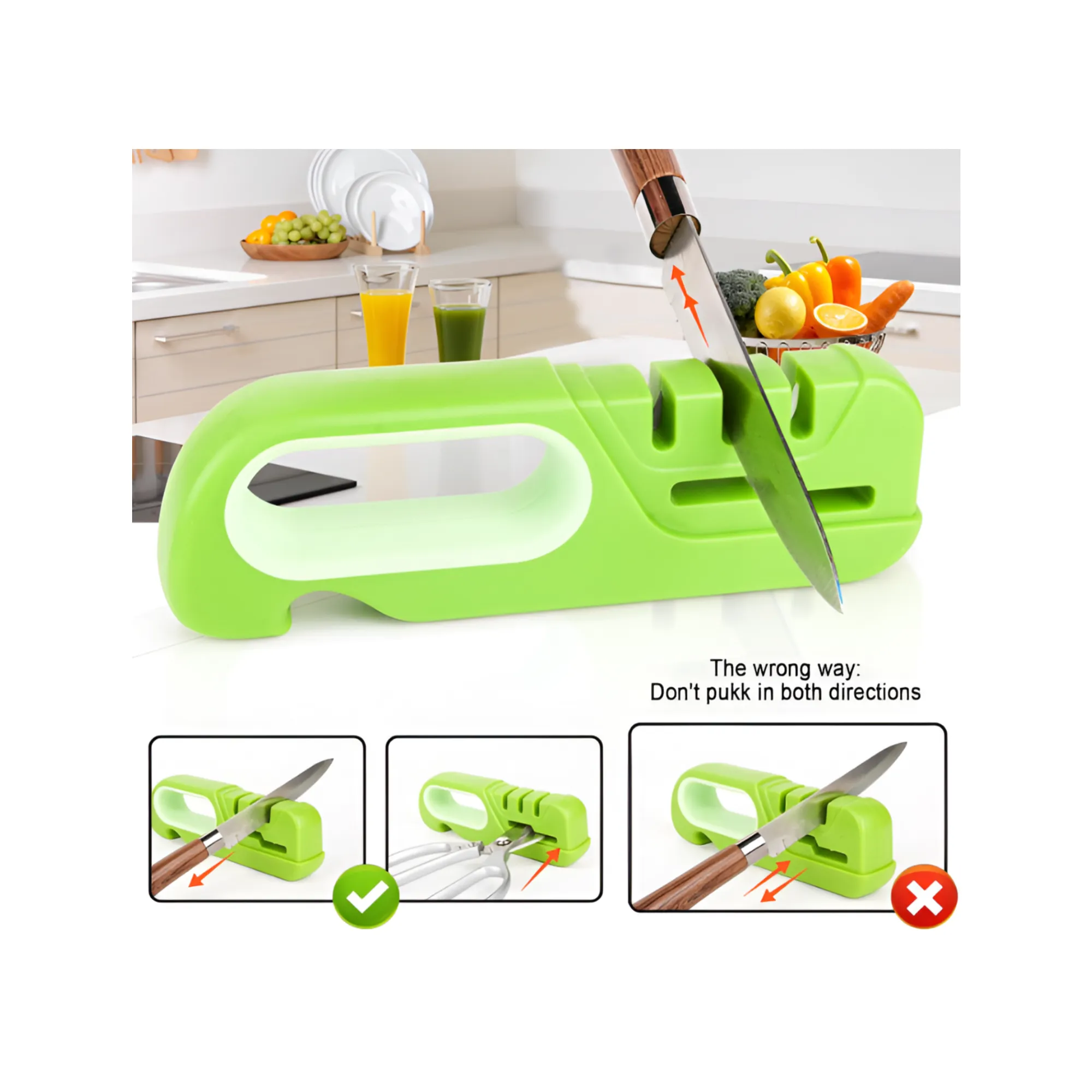 Professional 4 in 1 Kitchen Knife and Scissor Sharpener for Sharp Results