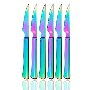 RAINBOW Ultra-Sharp Serrated Solid Handle Steak Knives