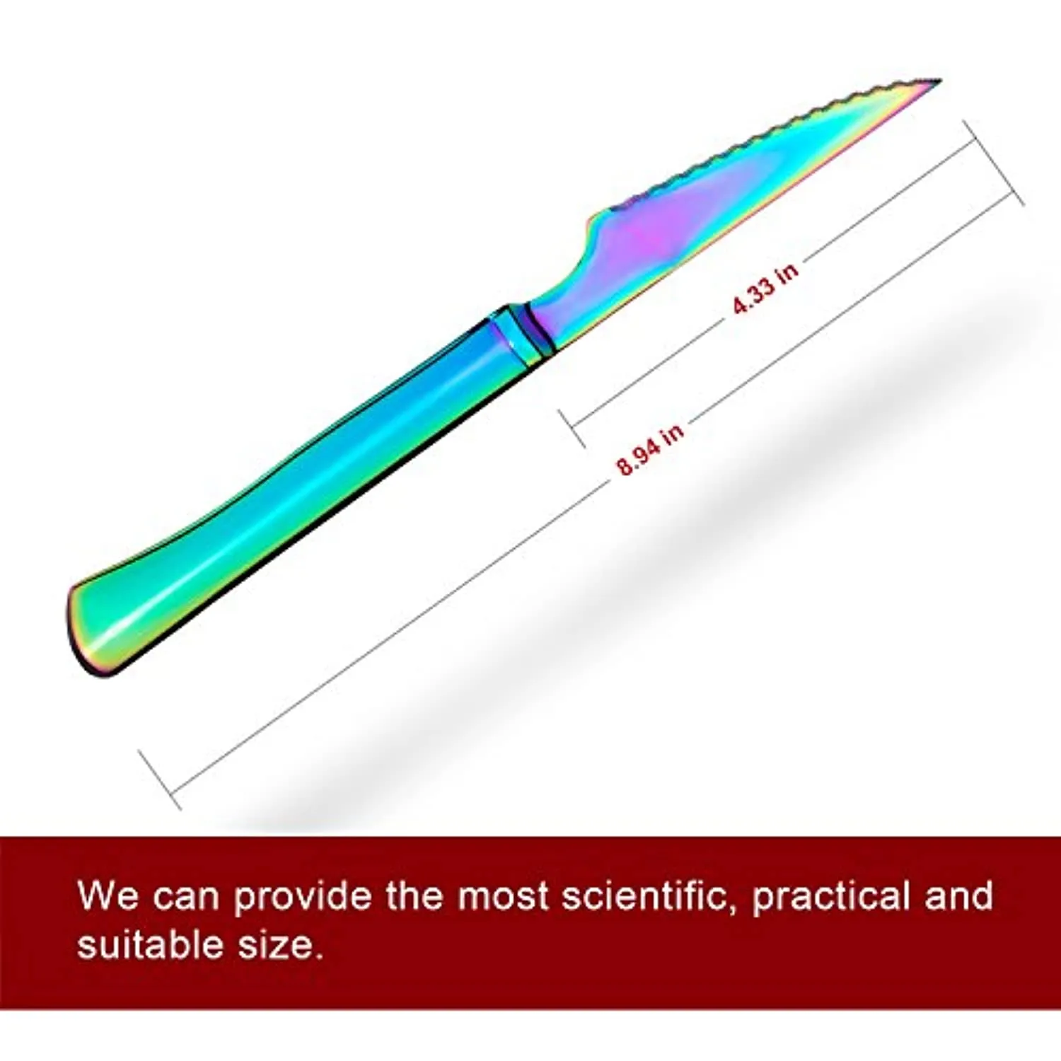 RAINBOW Ultra-Sharp Serrated Solid Handle Steak Knives