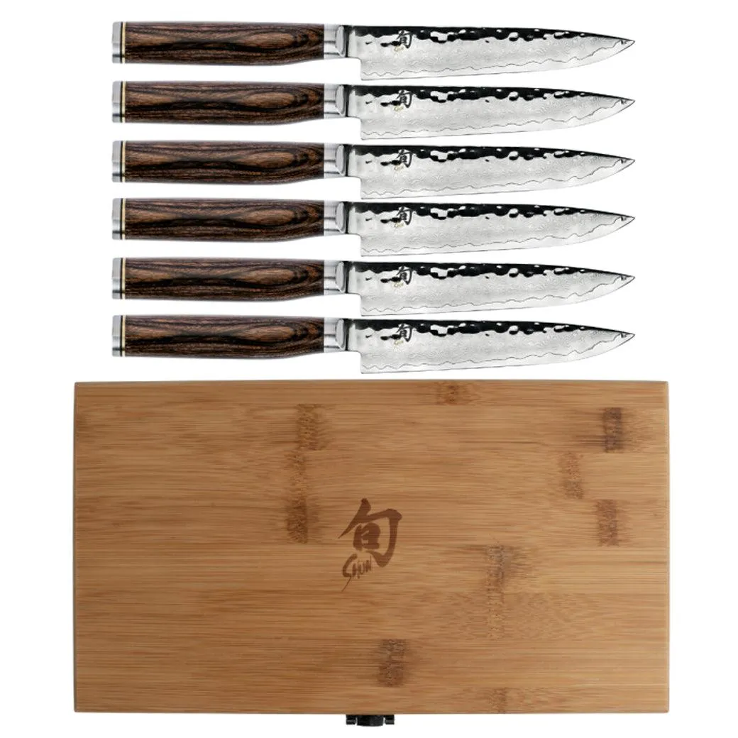 Shun Premier 6 Pc Steak Set: Six Steak Knives | bamboo boxed set