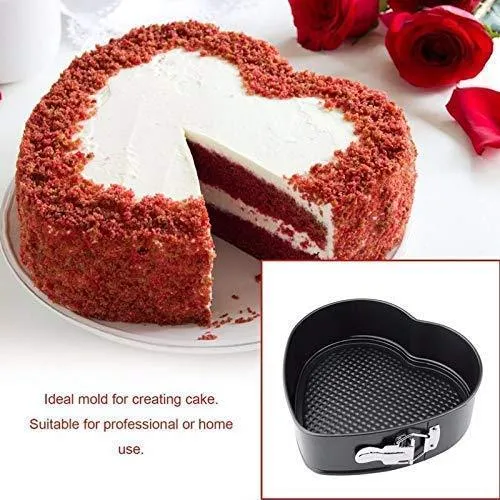 Teflon Coated 3 Pans in Heart, Round, and Square Shaped Cake Moulds  Non-Stick Tins/Pans/Trays with Removable Bottom