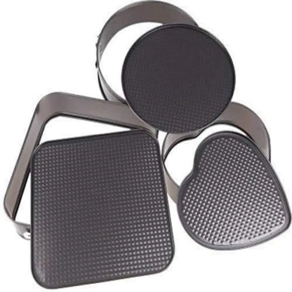 Teflon Coated 3 Pans in Heart, Round, and Square Shaped Cake Moulds  Non-Stick Tins/Pans/Trays with Removable Bottom