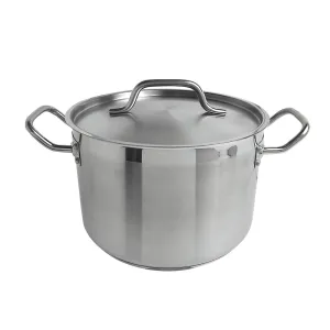 Thunder Group SLSPS4008 8 qt, 10" Diameter x 6-5/8" Height, 2-1/2" Welded Handle, Stock Pot with 10" Diameter x 1/2" Thickness Lid