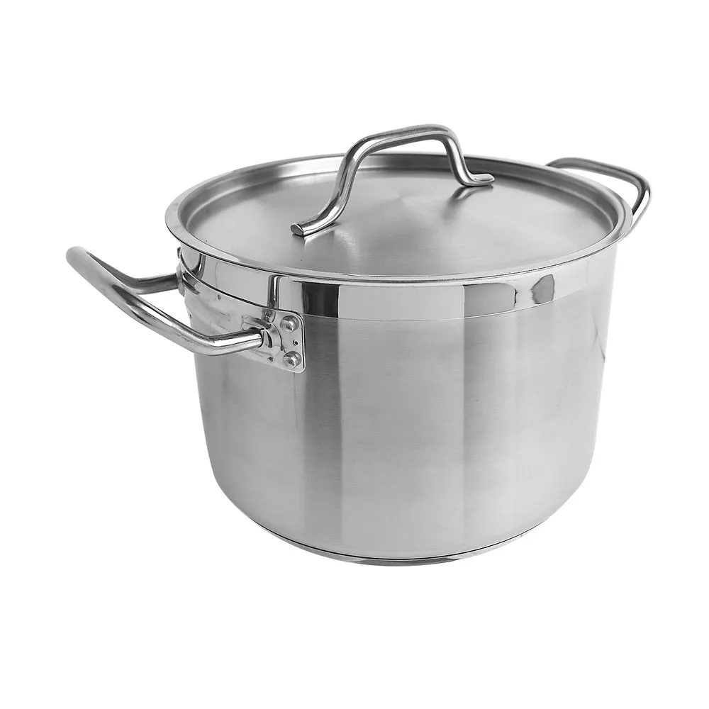 Thunder Group SLSPS4008 8 qt, 10" Diameter x 6-5/8" Height, 2-1/2" Welded Handle, Stock Pot with 10" Diameter x 1/2" Thickness Lid