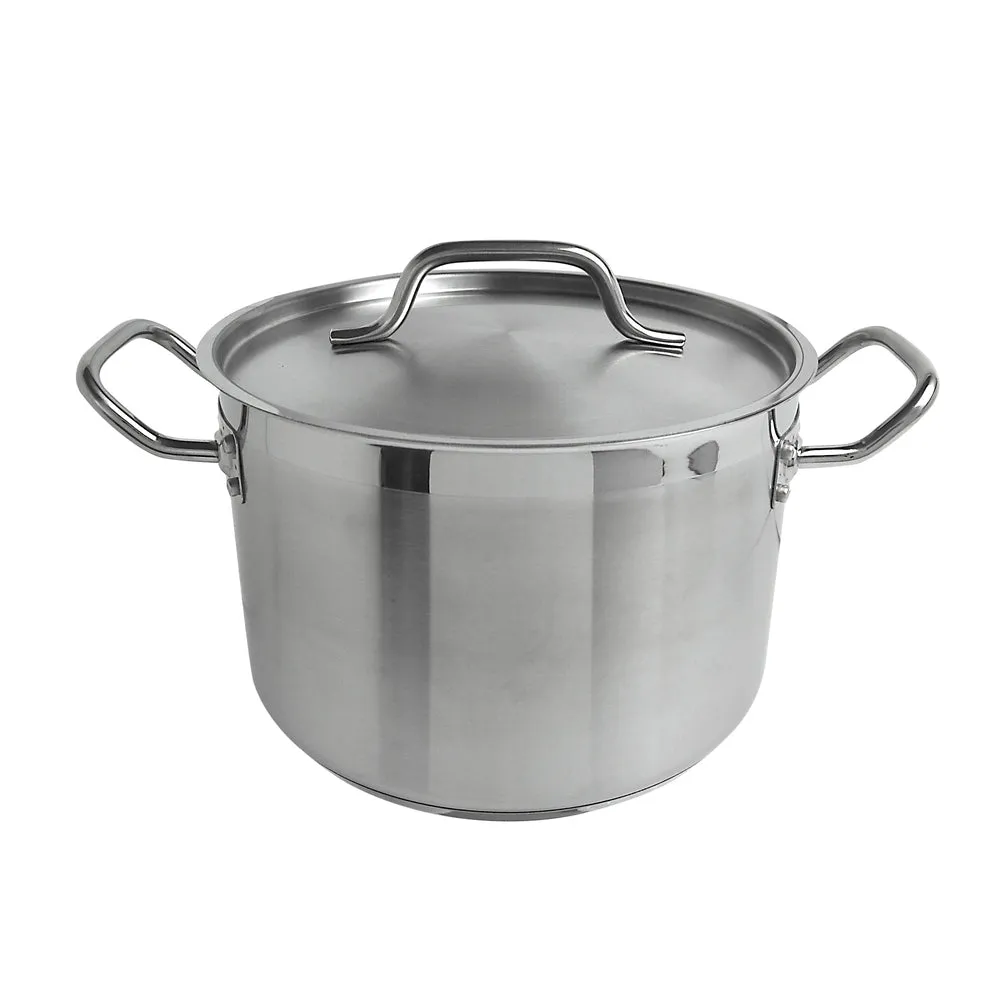 Thunder Group SLSPS4008 8 qt, 10" Diameter x 6-5/8" Height, 2-1/2" Welded Handle, Stock Pot with 10" Diameter x 1/2" Thickness Lid