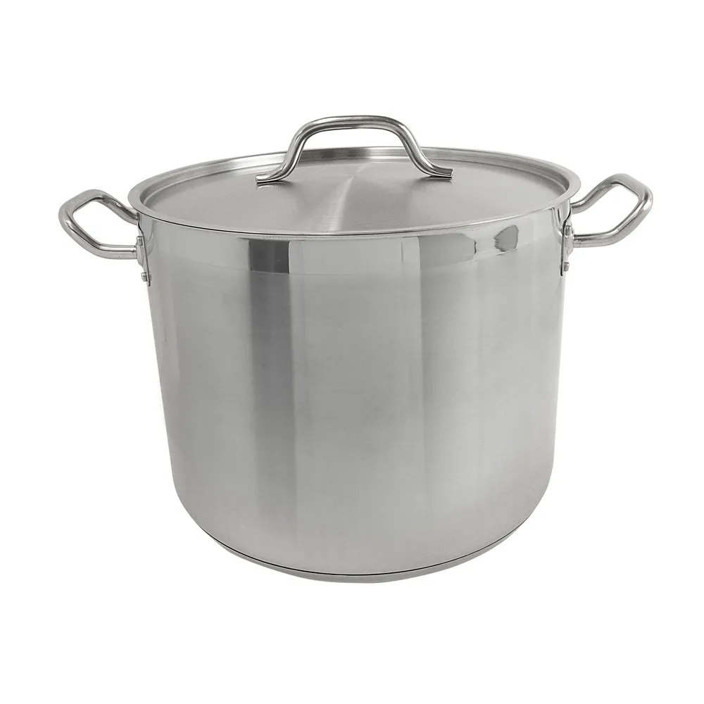 Thunder Group SLSPS4024 24 qt, 14" Diameter x 10-3/8" Height, 2-1/4" Welded Handle, Stock Pot with 14" Diameter x 5/8" Thickness Lid