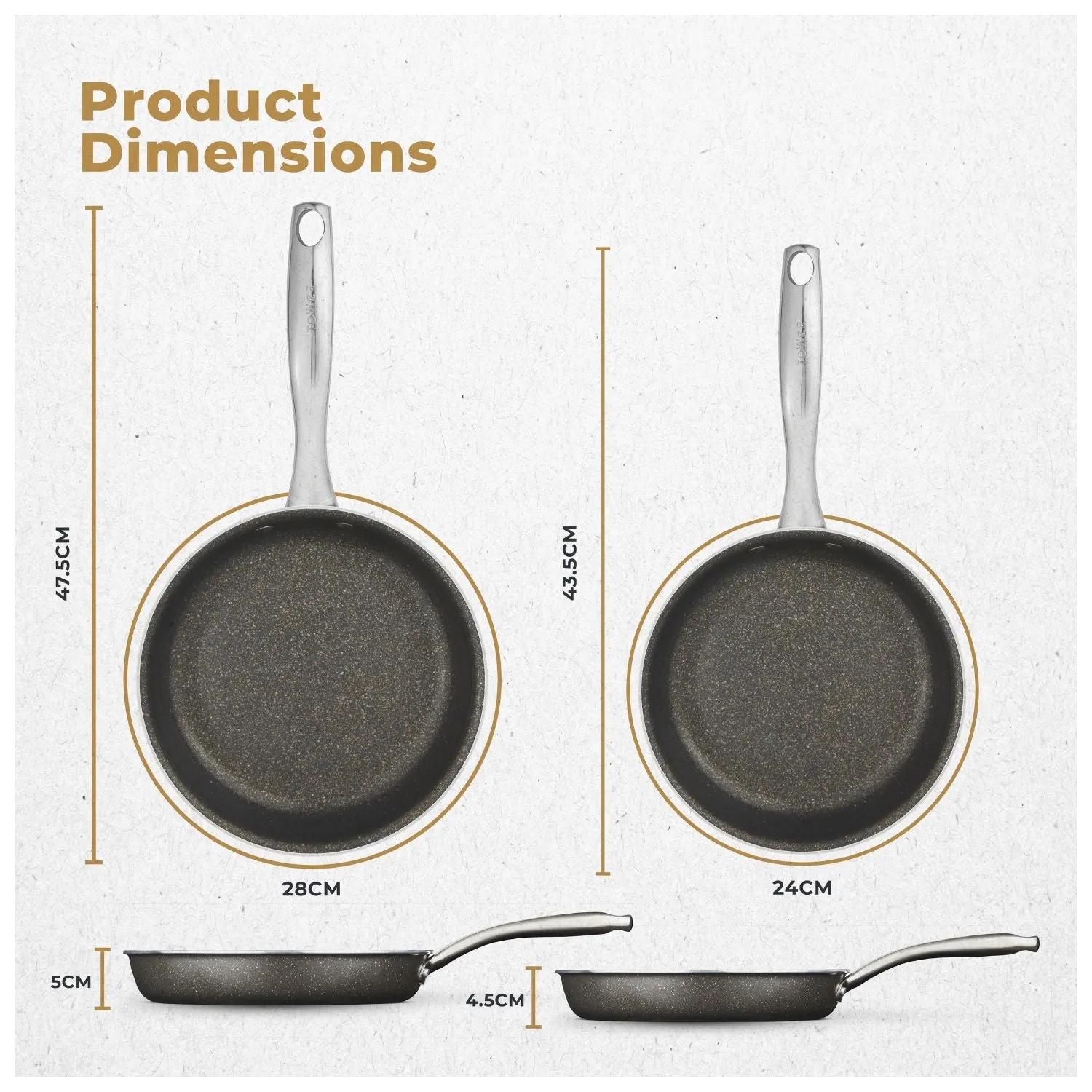 Tower Cerastone Pro 2 Piece Frying Pan Set