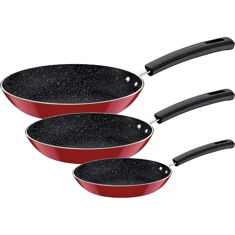 Tramontina Brazil  Chelsea 3 Pieces Black Aluminum Frying Pan Set with Interior and Exterior Starflon Max PFOA Free Nonstick Coating 20cm   24cm   26cm