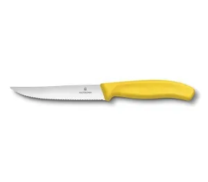 Victorinox Swiss Classic Gourmet Steak & Pizza Knife Wavy Edge Yellow Nylon Handle Blade 12cm - 6.7936.12L8