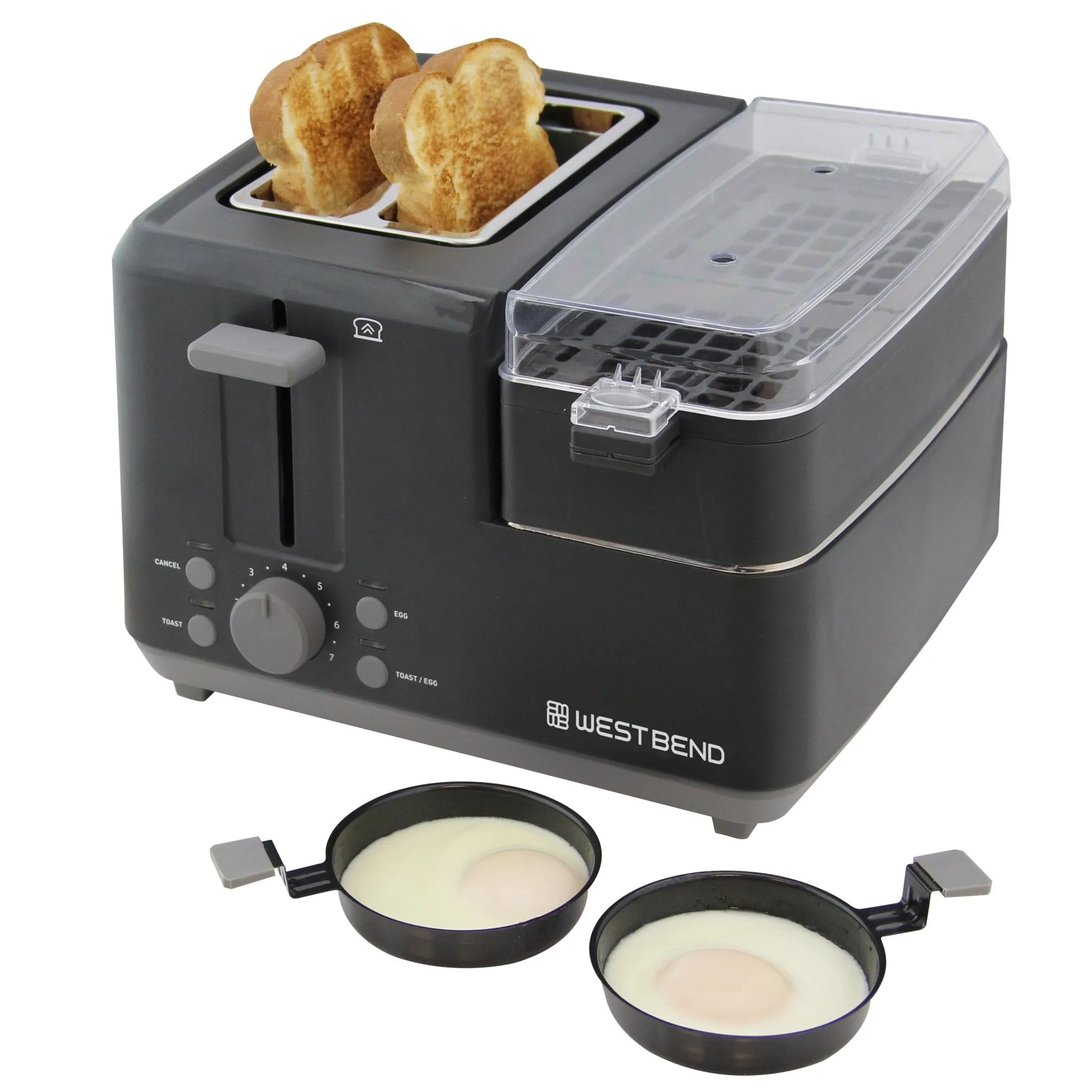 West Bend 2-Slice Toaster with Egg Cooker and Meat Warmer