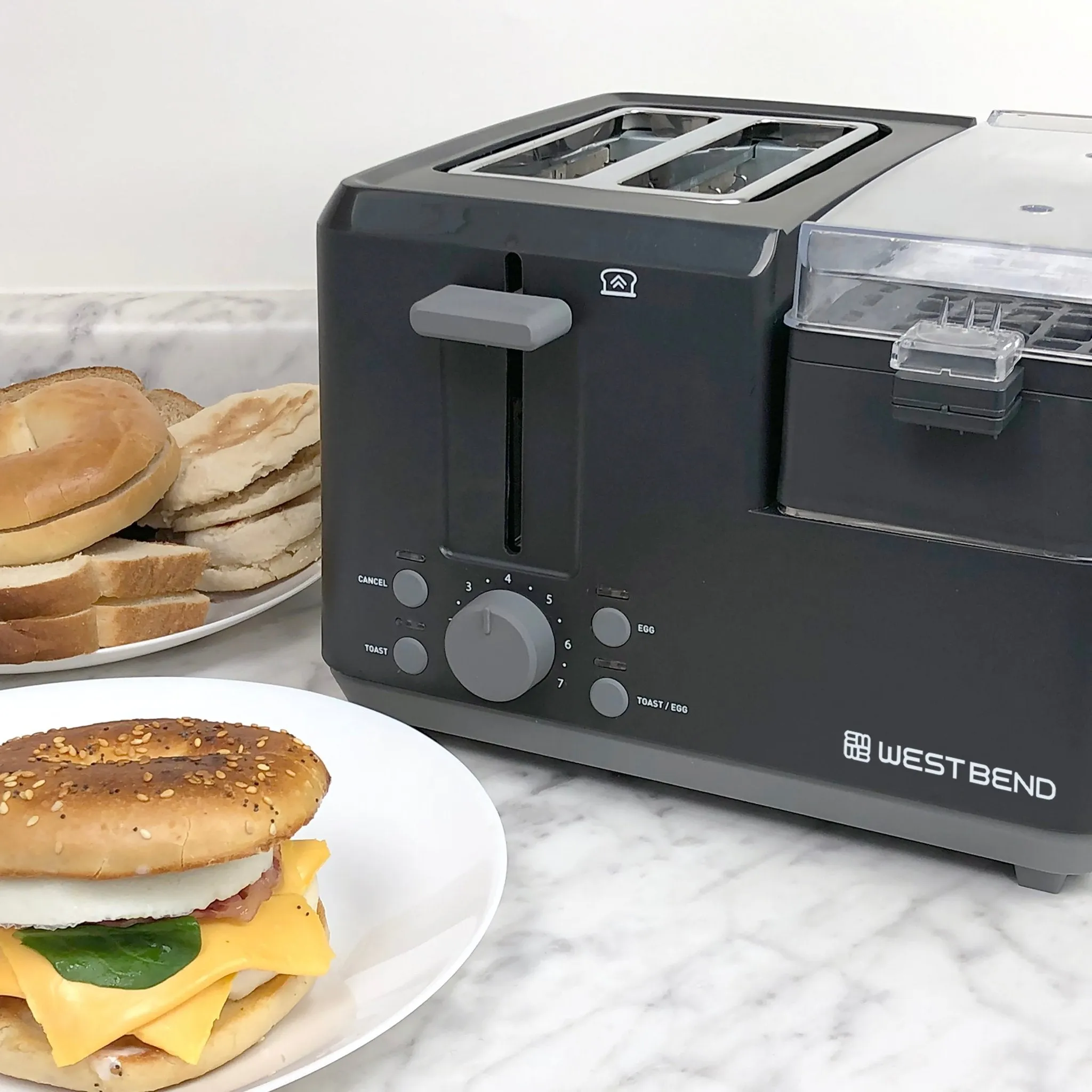 West Bend 2-Slice Toaster with Egg Cooker and Meat Warmer