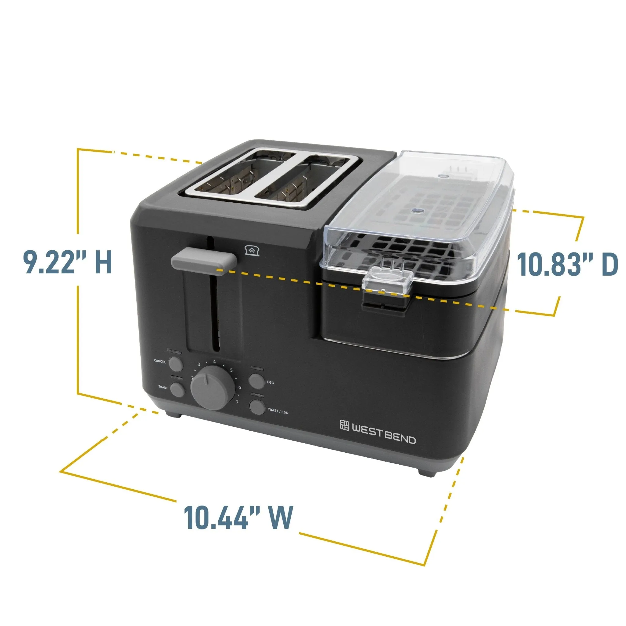 West Bend 2-Slice Toaster with Egg Cooker and Meat Warmer