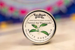 White Gardenia Soy Wax Candle in Tin | Elegant Floral Aroma