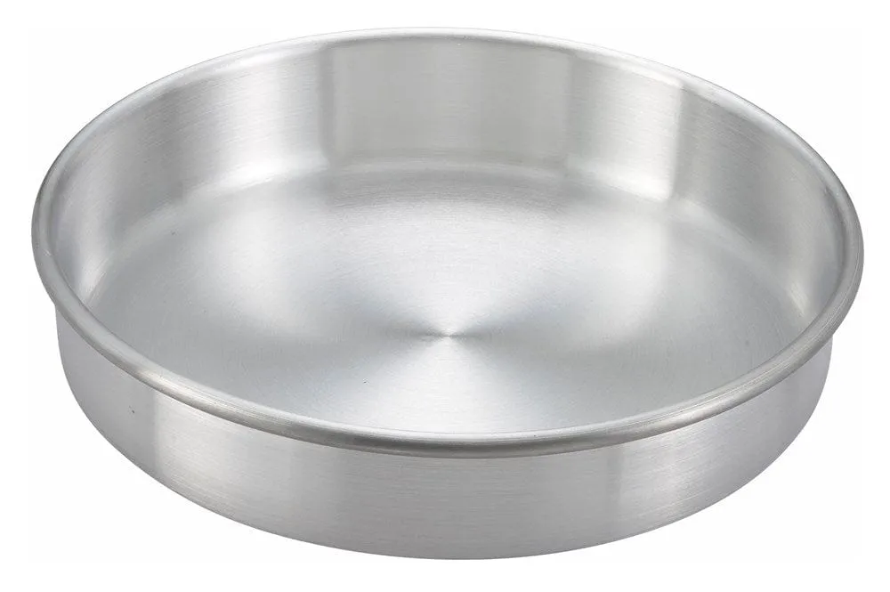 Winco ACP-082 Round Aluminum Cake Pan 8 Inch Deep Dish Pizza Pan | Denson CFE