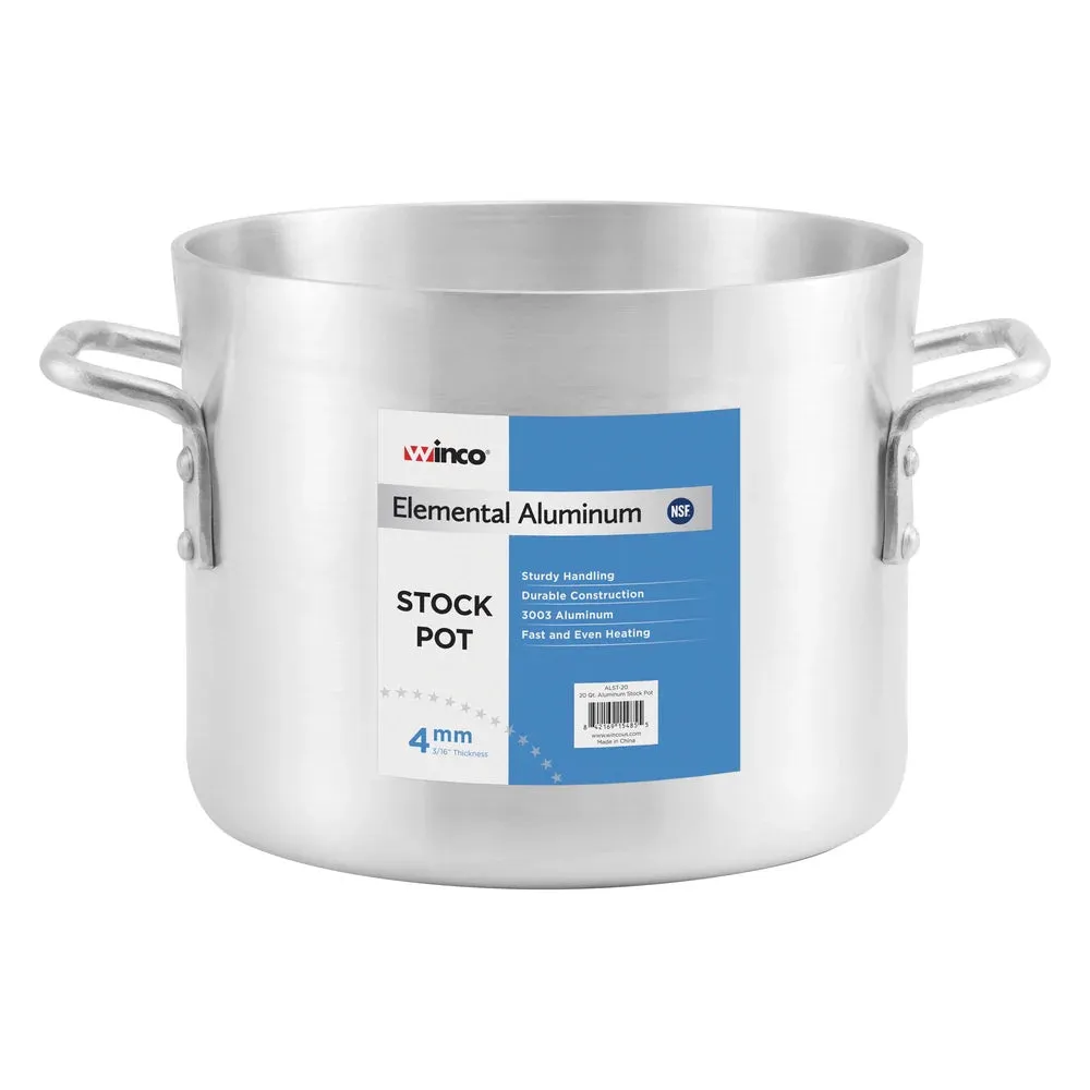 Winco ALST-12 Elemental Aluminium Stock Pot, 12 Qt, 4mm