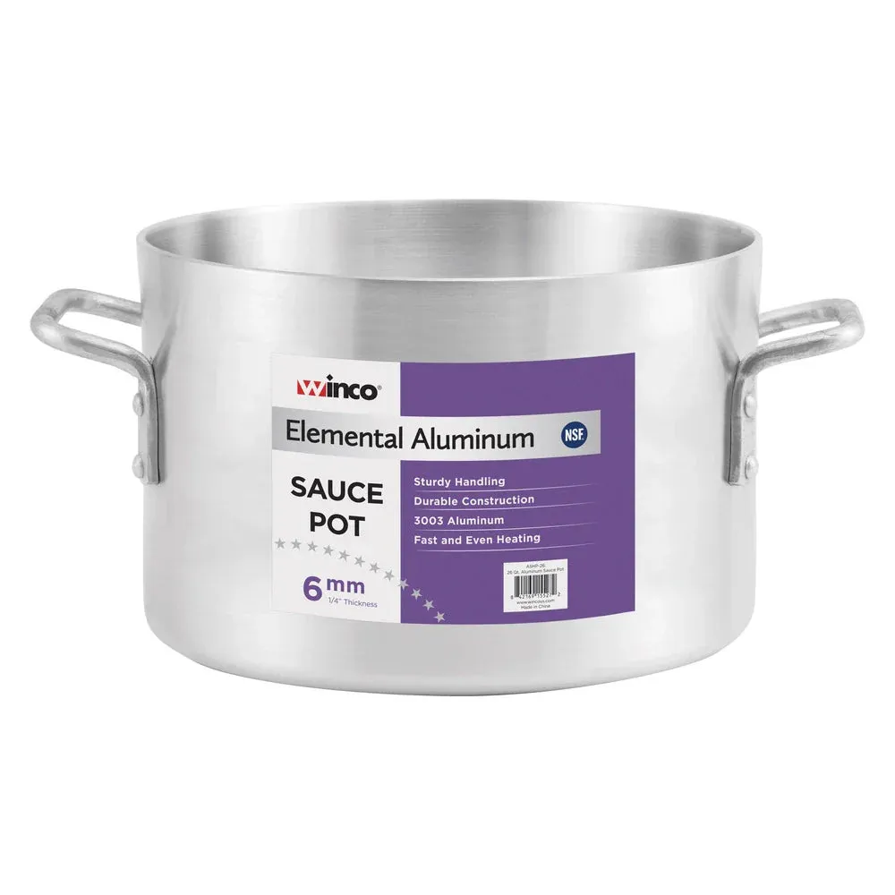 Winco ASHP-34 Elemental Aluminium Sauce Pot, 34 Qt, 6mm