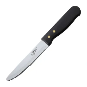 Winco K-85P Jumbo Steak Knives, 5" Blade, Black Plastic Handle