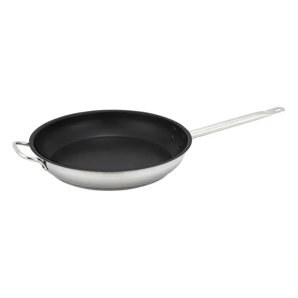 Winco SSFP-14NS Stainless Steel Non-Stick Fry Pan with Helper Handle, 14"