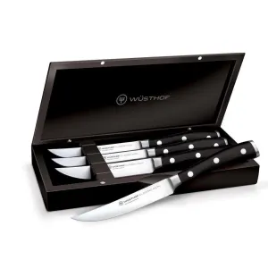 Wusthof Classic Ikon 4-piece Steak Knife Set - Black Chest